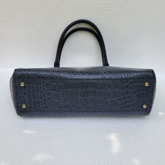 Kate Spade New York Orchard Valley Croc Kelsey Black Leather Tote Bag With Gold - Picture 4 of 16